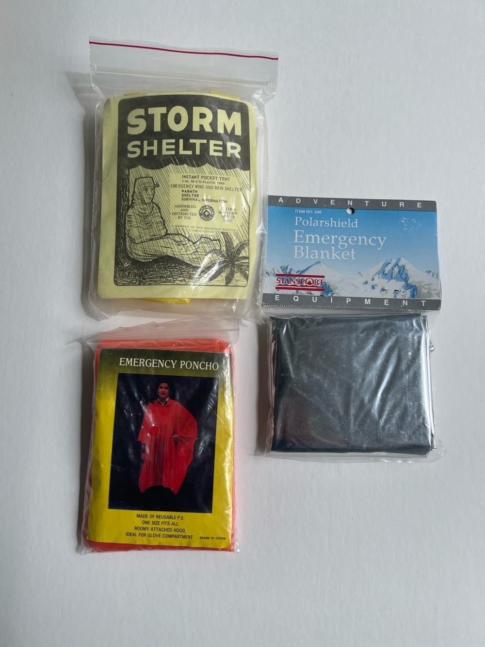 Emergency Poncho & Storm Shelter Survival Kit -- Unbranded